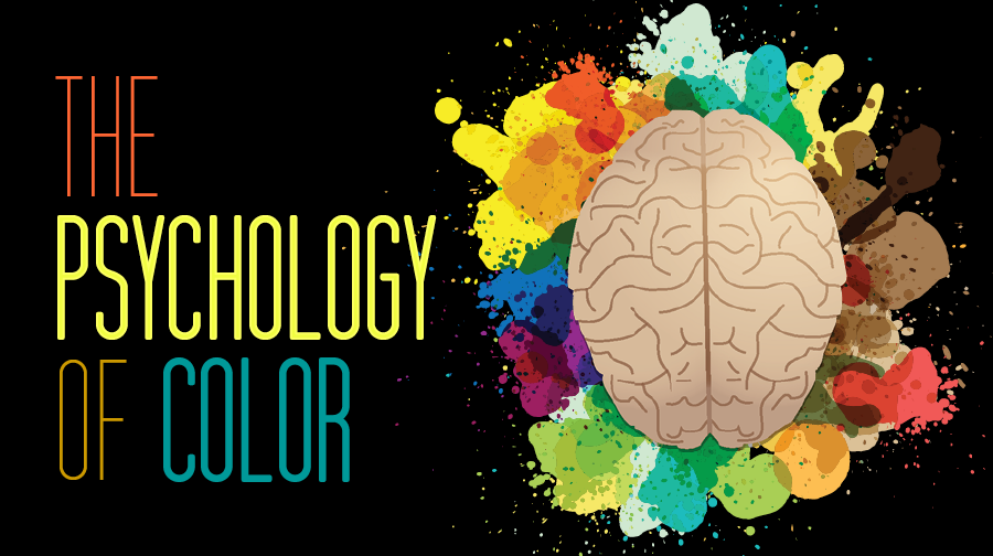 The Psychology of Color, brain with splashes of color around it